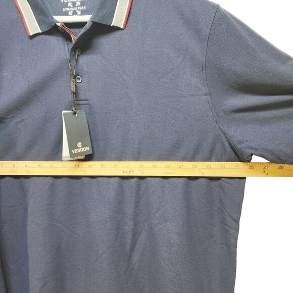 Veboon Mens Size 2XL Long Sleeve Polo Shirt Dynamic Flex Navy Blue - Picture 6 of 7
